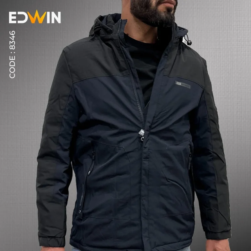 کاپشن شمعی مردانه ضد آب کلاه دار کد 8346